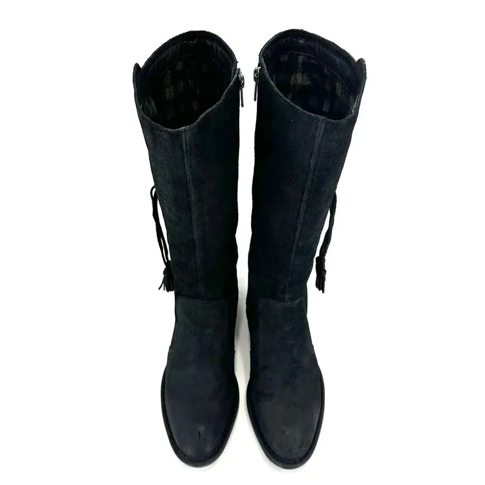 Born Women Mid-Calf Riding/Western Boot Size 9M Black Leather Knee-High Bootie
